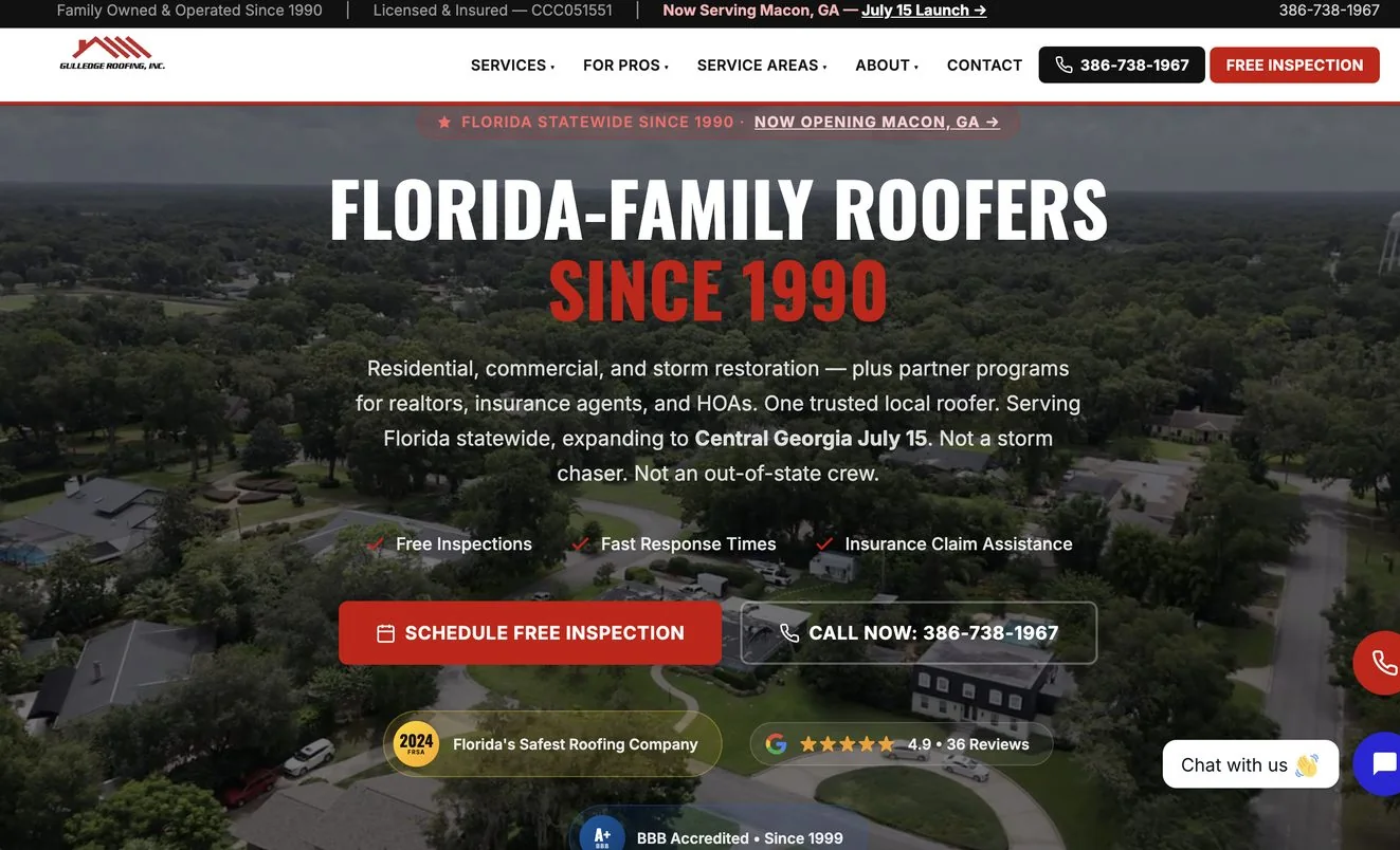 Gulledge Roofing website